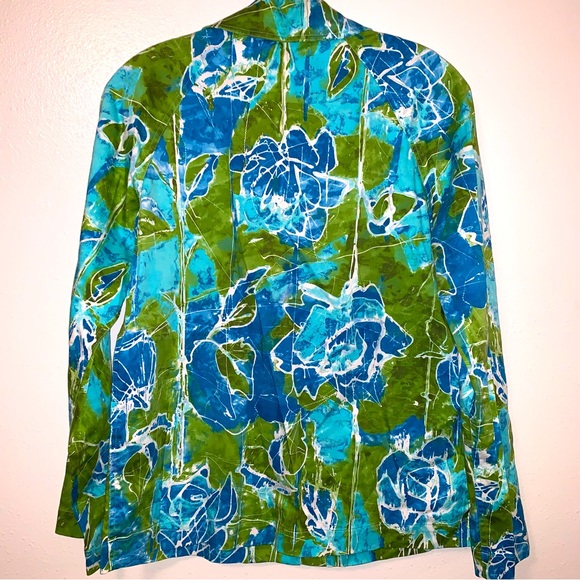 Additions by Chicos Size 1 Medium Snap Front Modern Print Cotton Spandex Jacket - Picture 5 of 8